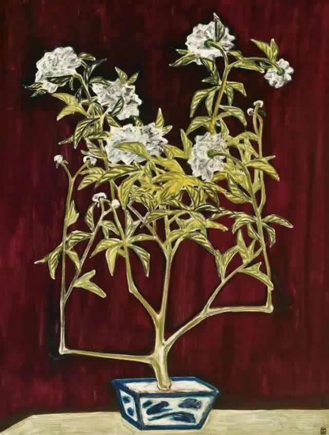 常玉《青花盆与菊》