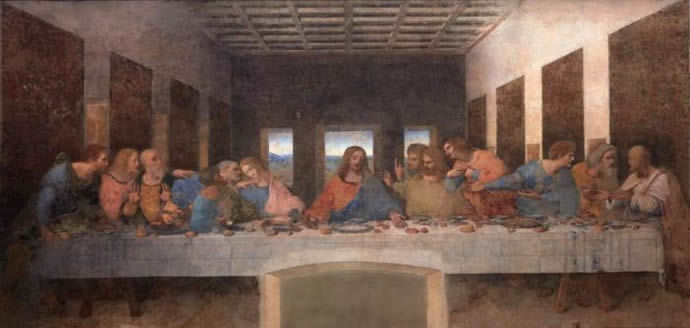 《最后的晚餐》 达·芬奇 湿壁画 1498 年