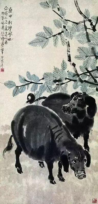 1934年作 《桑梓野猪图》