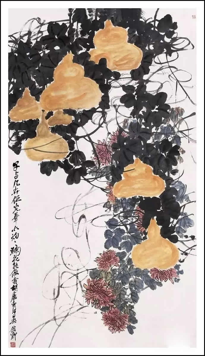 吴昌硕 葫芦秋菊图