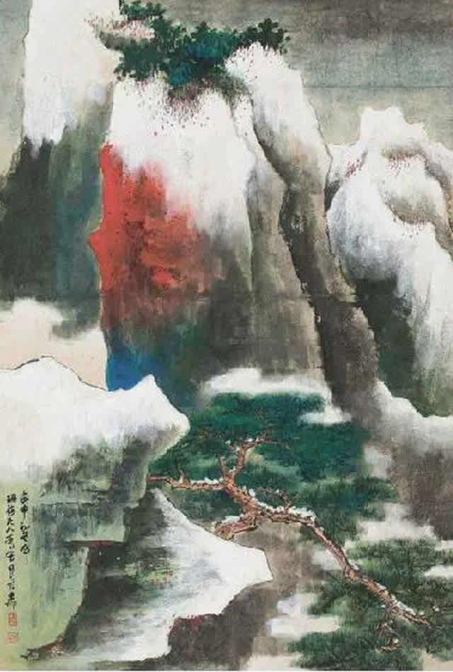 谢稚柳《秋山雪霁》