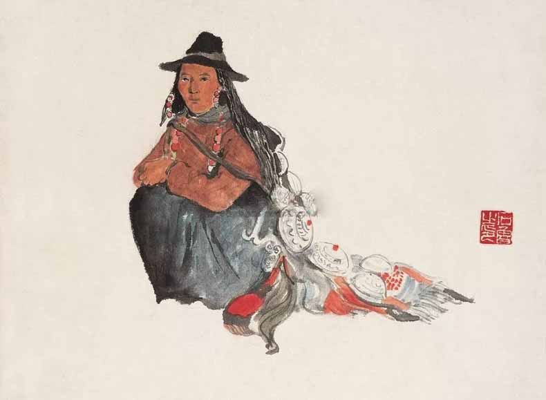 石鲁 1953年作《藏族妇女》