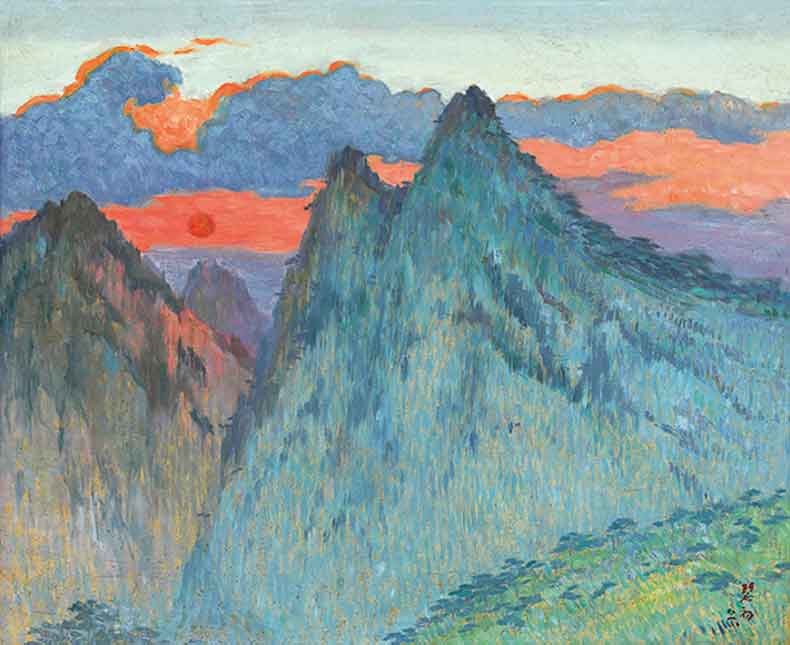《黄山夕照》　油彩 画布　1981年 60×73cm