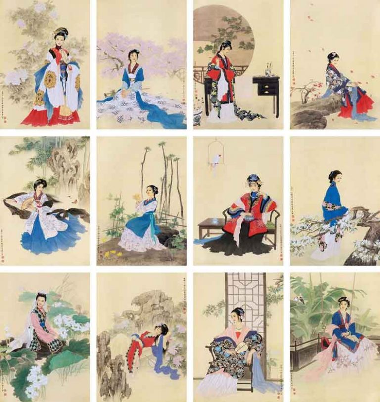 赵国经、王美芳工笔人物《金陵十二钗》欣赏-名人字画网