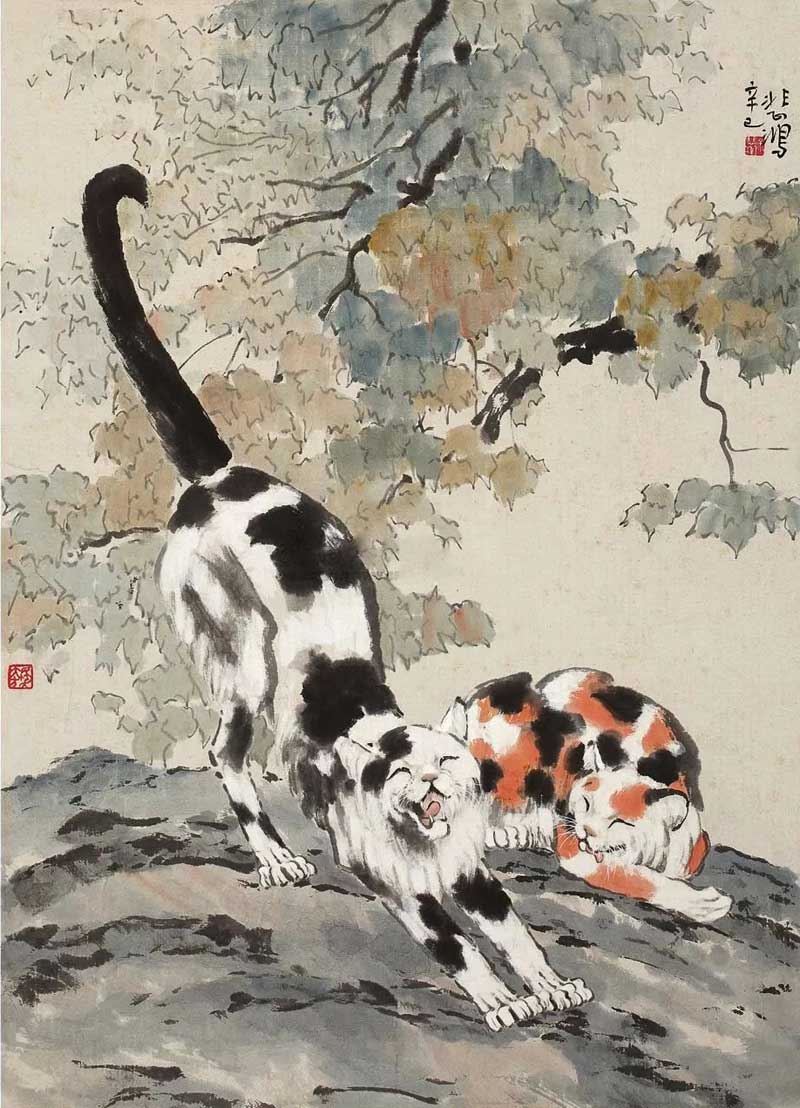 桐荫猫戏图