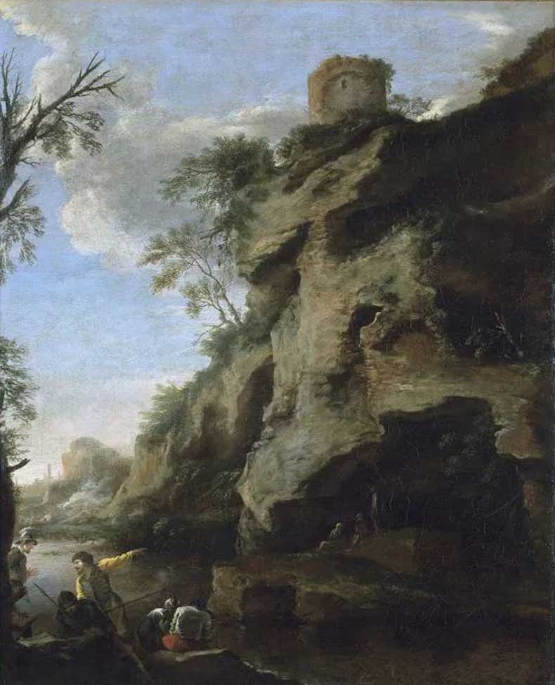 萨尔瓦托·罗莎画于17世纪40年代末的《岩石海岸》
