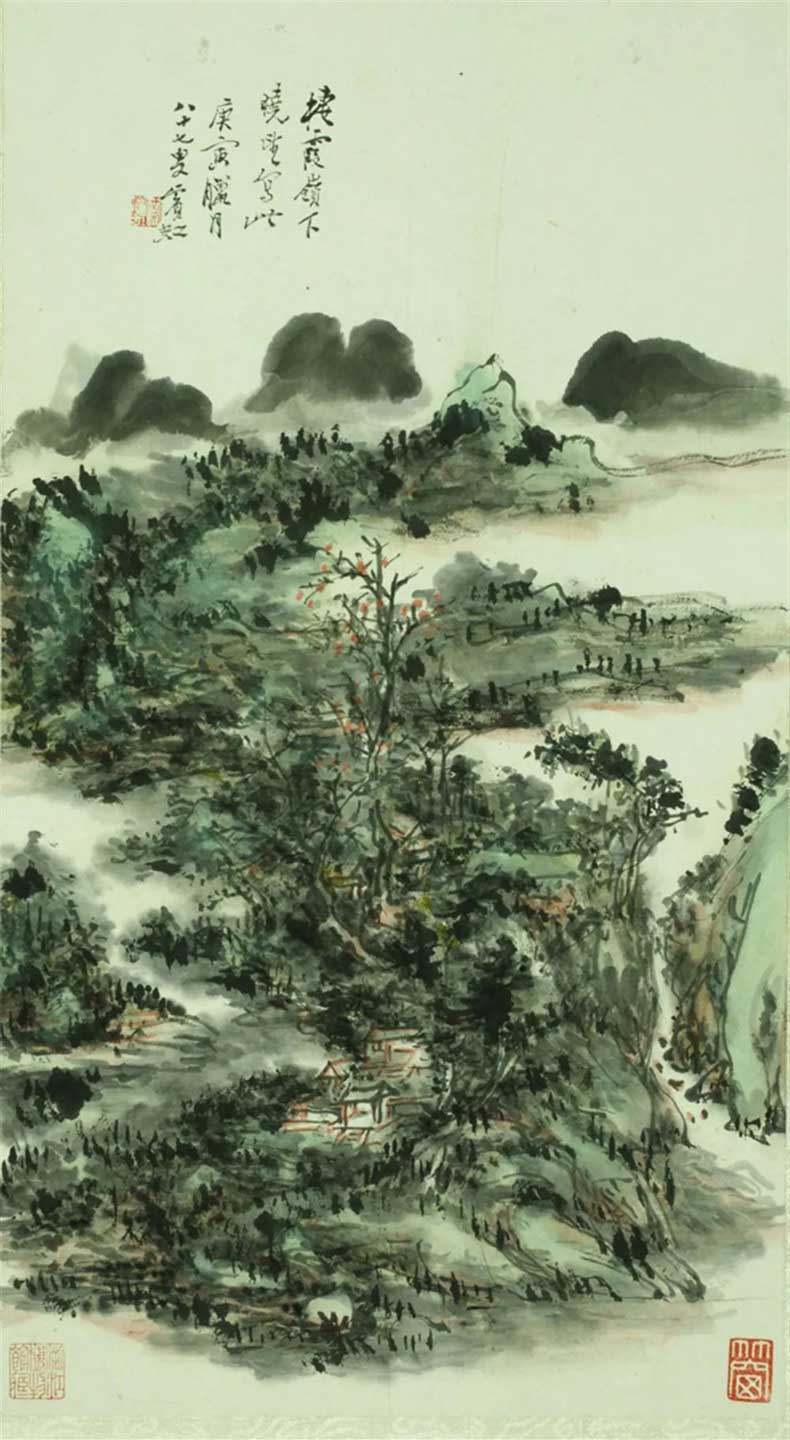 黄宾虹《栖霞岭晓望图轴》，1950