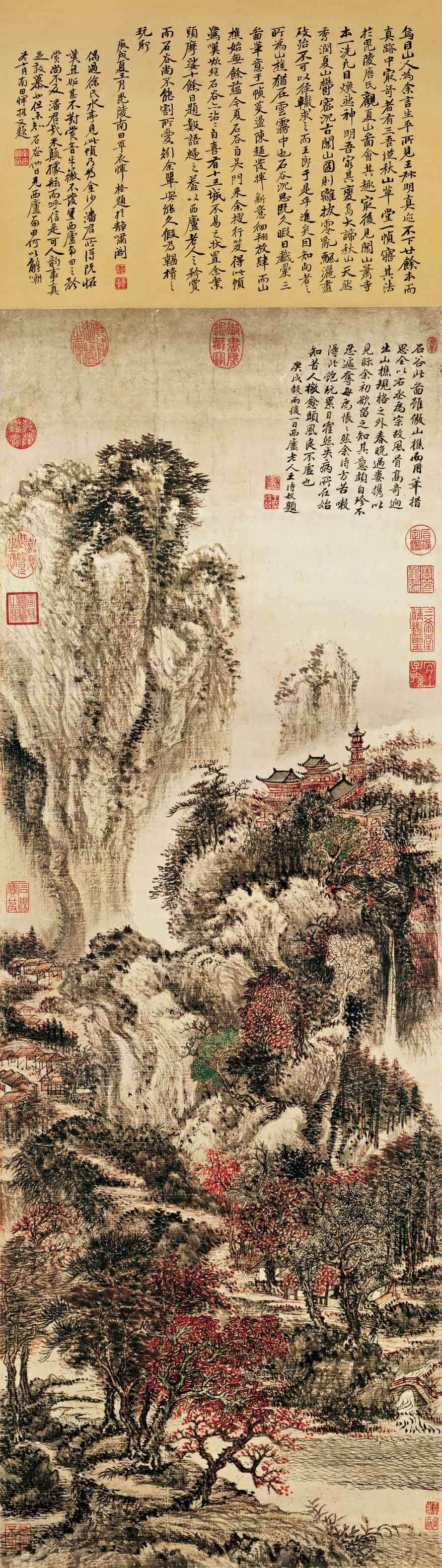 王翬《溪山红树图》112.4×39.5cm