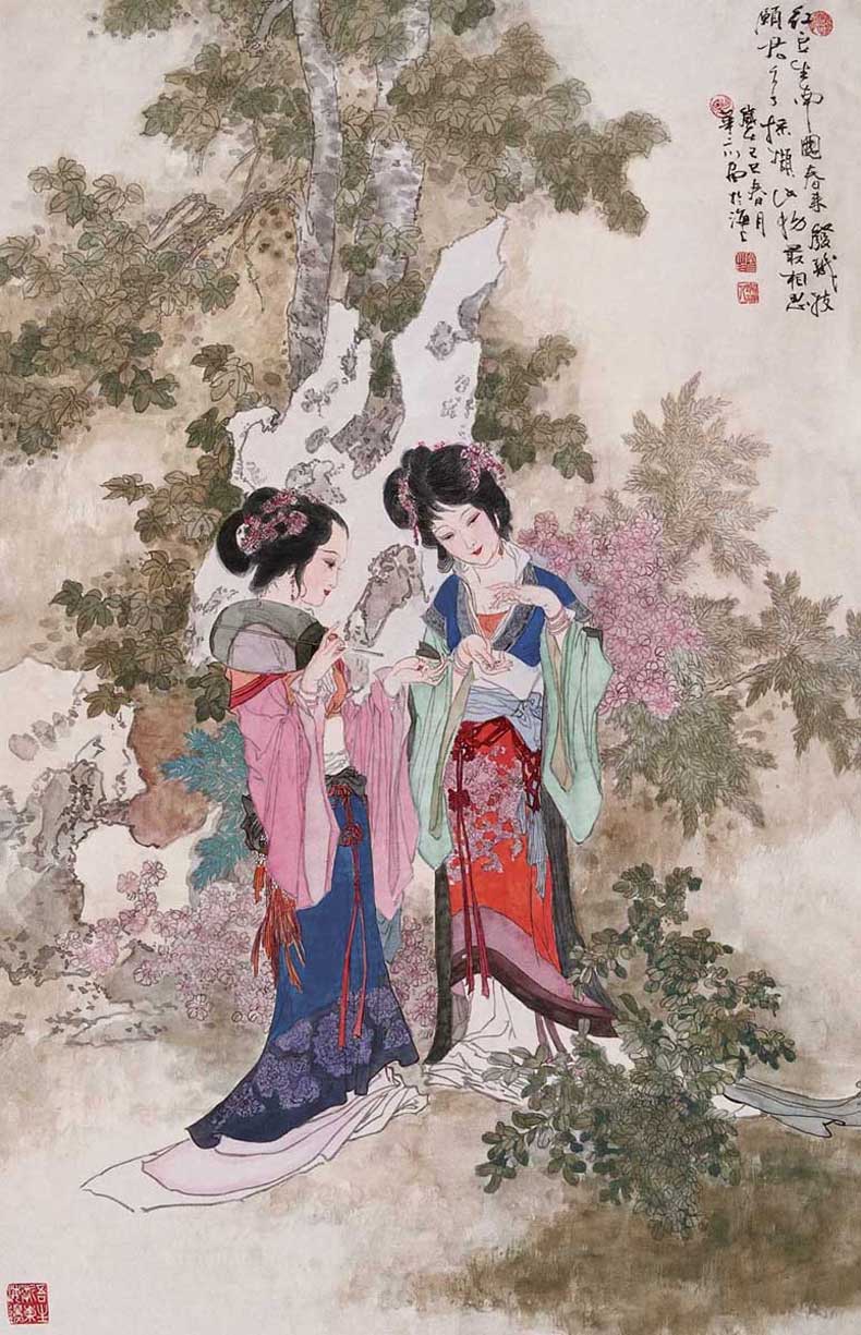 华三川工笔仕女作品欣赏
