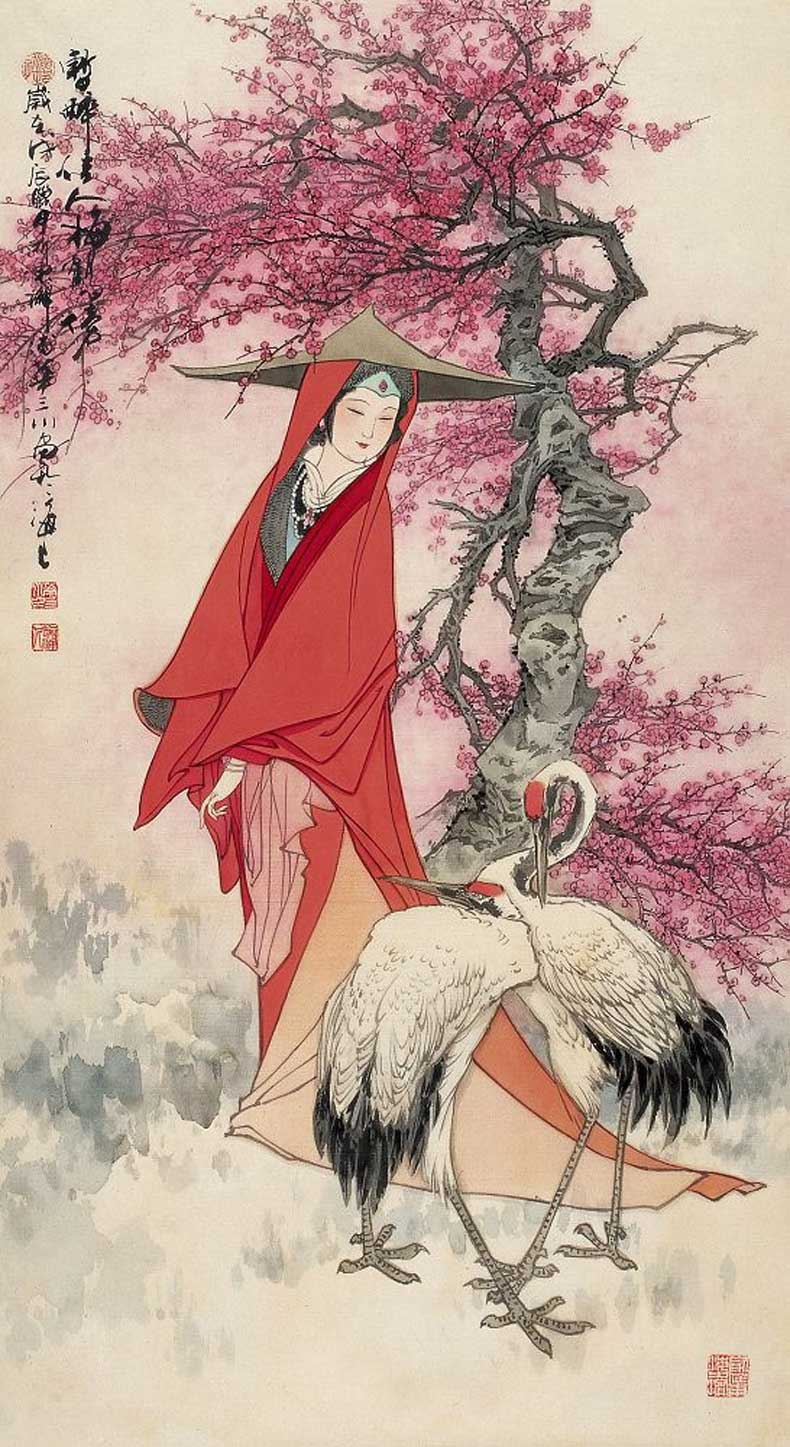 华三川工笔仕女作品欣赏